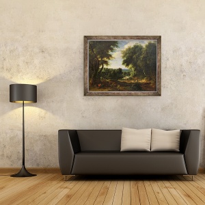Tablou inramat - Jacques d' Arthois - Drumul spre Boitsfort de la Auderghem si Lacul Zece Reuken, 60 x 80 cm - Img 2
