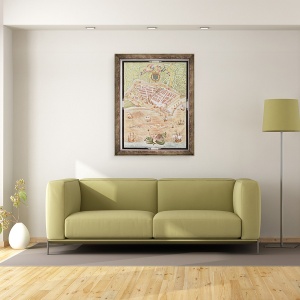 Tablou inramat - Jacques Devaulx - Fascimile unui plan de Le Havre in 1583, 60 x 80 cm - Img 2