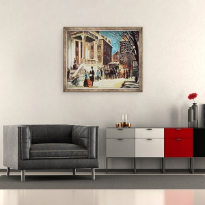 Tablou inramat - James Cooper - Sosirea la petrecerea de Craciun, 50 x 60 cm - Img 2