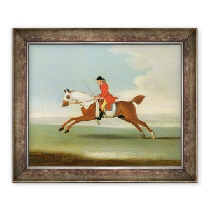 Tablou inramat - James Seymour - Galoping Racehorse si Jockey montat in rosu, 50 x 60 cm