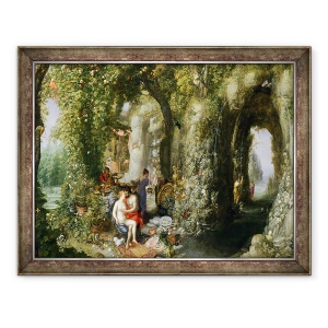 Tablou inramat - Jan Brueghel the Elder - O pestera fantastica cu Ulise si Calypso, 60 x 80 cm