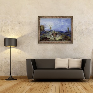 Tablou inramat - Jan Brueghel the Elder - Peisaj cu doua mori de vant, 60 x 80 cm - Img 2