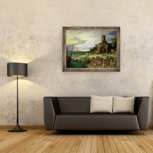Tablou inramat - Jan Brueghel the Elder - Pescarii de pe mal, 60 x 80 cm - Img 2