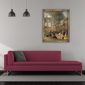 Tablou inramat - Jan Havicksz. Steen - Jucatori Skittle in afara unui han, 50 x 60 cm - Img 2