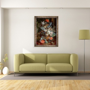 Tablou inramat - Jan van Huysum - Buchet de Flori in Peisaj, 60 x 80 cm - Img 2