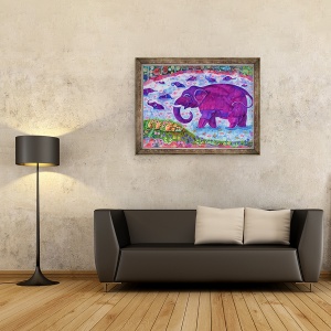Tablou inramat - Jane Tattersfield - Elefant si soareci, 1998, 70 x 90 cm - Img 2