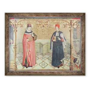 Tablou inramat - Jaume Huguet - Sfantul Cosma si Sfantul Damian, 70 x 90 cm