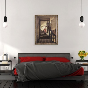 Tablou inramat - Jean Alphonse Roehn - Personalul de batranete, 70 x 90 cm - Img 3