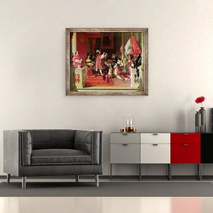 Tablou inramat - Jean Auguste Dominique Ingres - Filip al V-lea al Spaniei facandu-l pe maresalul James FitzJames, Duce de Berwick, un cavaler al Lanii de Aur dupa batalia de la Almansa, 70 x 85 cm - Img 2