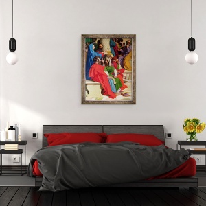 Tablou inramat - Jean Auguste Dominique Ingres - Isus printre doctori, detaliu de medici si Fecioara Maria, 70 x 90 cm - Img 3