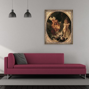 Tablou inramat - Jean Auguste Dominique Ingres - Ruggiero Salvarea Angelica, 50 x 60 cm - Img 2