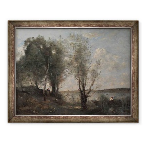 Tablou inramat - Jean Baptiste Camille Corot - Barca printre stuf, 60 x 80 cm
