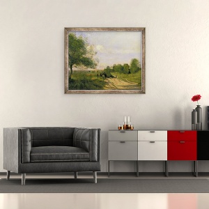 Tablou inramat - Jean Baptiste Camille Corot - Caruta, suvenir de Saintry, 50 x 60 cm - Img 2