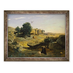 Tablou inramat - Jean Baptiste Camille Corot - Hagar in salbaticie, 70 x 90 cm