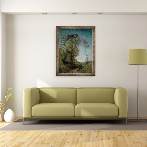 Tablou inramat - Jean Baptiste Camille Corot - Vila italiana din spatele pinilor, 60 x 80 cm - Img 2