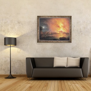 Tablou inramat - Jean Baptiste Genillion - Eruptia Vezuviului, 60 x 80 cm - Img 2