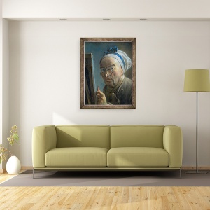 Tablou inramat - Jean-Baptiste Simeon Chardin - Autoportret cu un sevalet, 60 x 80 cm - Img 2