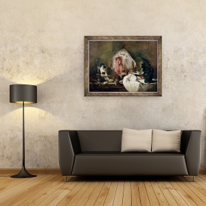 Tablou inramat - Jean-Baptiste Simeon Chardin - Ray sau, Interiorul bucatariei, 60 x 80 cm - Img 2