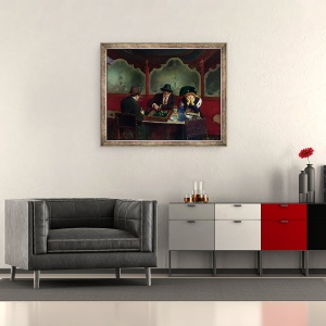 Tablou inramat - Jean Beraud - Jucatorii de Table, 50 x 60 cm - Img 2