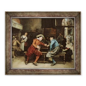 Tablou inramat - Jean Charles Meissonier - Doi barbati care vorbesc intr-o taverna, 50 x 60 cm
