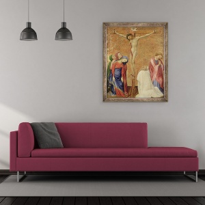 Tablou inramat - Jean de Beaumetz - Calvar cu un calugar Carthusian, 50 x 60 cm - Img 2