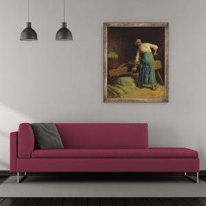 Tablou inramat - Jean-Francois Millet - Ruperea inului, 50 x 60 cm - Img 2