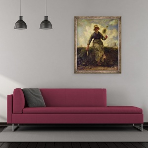 Tablou inramat - Jean-Francois Millet - Spinner, Goatherd din Auvergne, 50 x 60 cm - Img 2