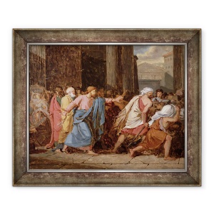 Tablou inramat - Jean-Germain Drouais - Isus i-a alungat pe negustori din templu, 50 x 60 cm