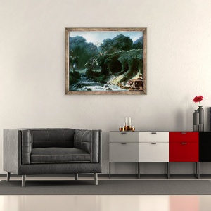 Tablou inramat - Jean-Honore Fragonard - Petrerea de la Rambouillet sau, Insula Iubirii, 70 x 85 cm - Img 2
