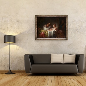 Tablou inramat - Jean-Honore Fragonard - Sarutul furat, 70 x 90 cm - Img 2