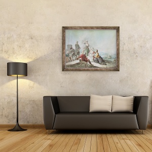 Tablou inramat - Jean Huber - Voltaire conversand cu taranii din Ferney, 70 x 90 cm - Img 2