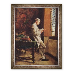 Tablou inramat - Jean-Louis Ernest Meissonier - Cititorul in alb, 70 x 90 cm
