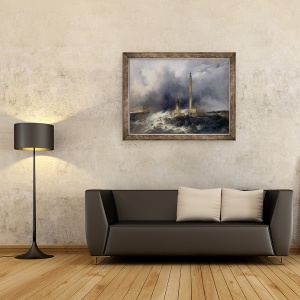 Tablou inramat - Jean Louis Petit - Vedere la Farul de la Gatteville, 60 x 80 cm - Img 2