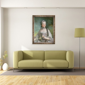 Tablou inramat - Jean-Marc Nattier - Portret De Adelaide de France 1732-1800 Cu Un Ventilator, 60 x 80 cm - Img 2