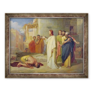 Tablou inramat - Jean-Marie Melchior Doze - Isus Vindecarea leprosului, 60 x 80 cm