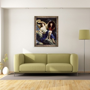 Tablou inramat - Jean Nocret - Fame Prezentarea unui Portret al lui Ludovic al XIV-lea 1638-1715 catre Franta, 60 x 80 cm - Img 2
