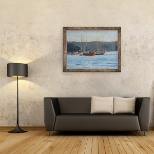 Tablou inramat - Jennifer Wright - Iahturi de seara Salcombe, ulei la bord, 70 x 90 cm - Img 2