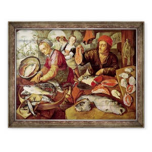 Tablou inramat - Joachim Bueckelaer - Piata de peste, 70 x 90 cm