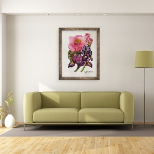 Tablou inramat - Joan Thewsey - Camellia si Iris olandez, 60 x 80 cm - Img 2