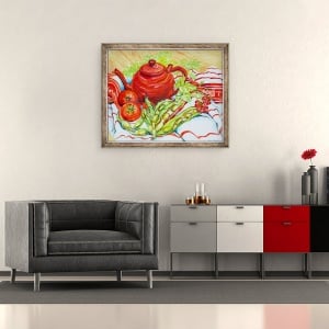 Tablou inramat - Joan Thewsey - Ceainicul Rosu, 70 x 85 cm - Img 2
