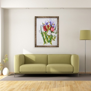 Tablou inramat - Joan Thewsey - Irisi si Trandafiri, 60 x 80 cm - Img 2