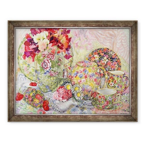 Tablou inramat - Joan Thewsey - Mazare dulce cu Flori Antice China si Cirese, 60 x 80 cm
