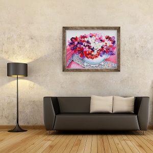 Tablou inramat - Joan Thewsey - Mazare dulce intr-o oala victoriana cu textile 2012, 60 x 80 cm - Img 2