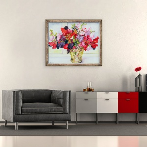 Tablou inramat - Joan Thewsey - Mazare dulce intr-o vaza, 50 x 60 cm - Img 2