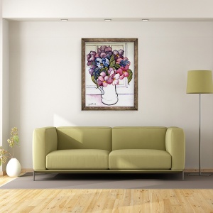 Tablou inramat - Joan Thewsey - Panselute si nu-ma-uita, 70 x 90 cm - Img 2