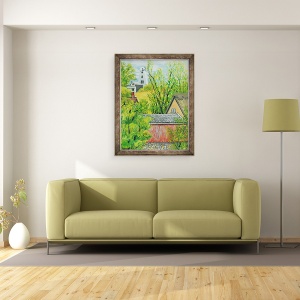Tablou inramat - Joan Thewsey - Vedere de la fereastra Cynthiei, Dalham, 60 x 80 cm - Img 2