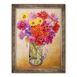 Tablou inramat - Joan Thewsey - Zinnias, 60 x 80 cm