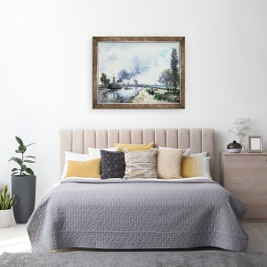 Tablou inramat - Johan-Barthold Jongkind - Peisaj olandez cu mori de vant, 70 x 90 cm - Img 3