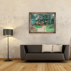 Tablou inramat - Johan Fredrik Krouthen - Vedere la o gradina, Linkoping, 70 x 90 cm - Img 2