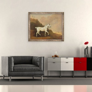 Tablou inramat - John Boultbee - Un armasar arab gri intr-un peisaj desert, 70 x 85 cm - Img 2